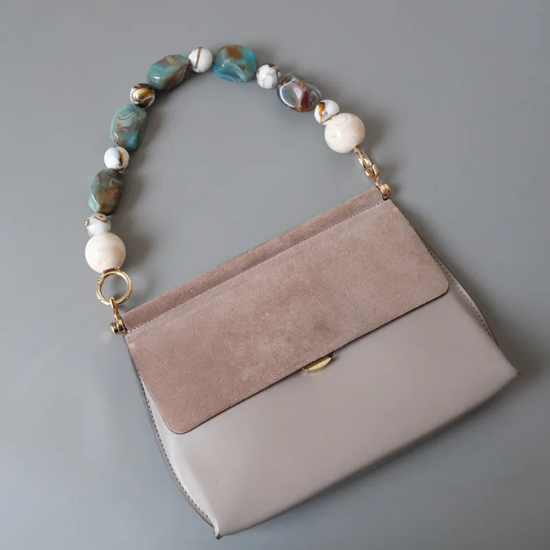 New Fashion Woman Handbag Accessory Parts White Beige Beads Acrylic Resin Chain Luxury Strap Women Shoulder Luxury Clutch Chain