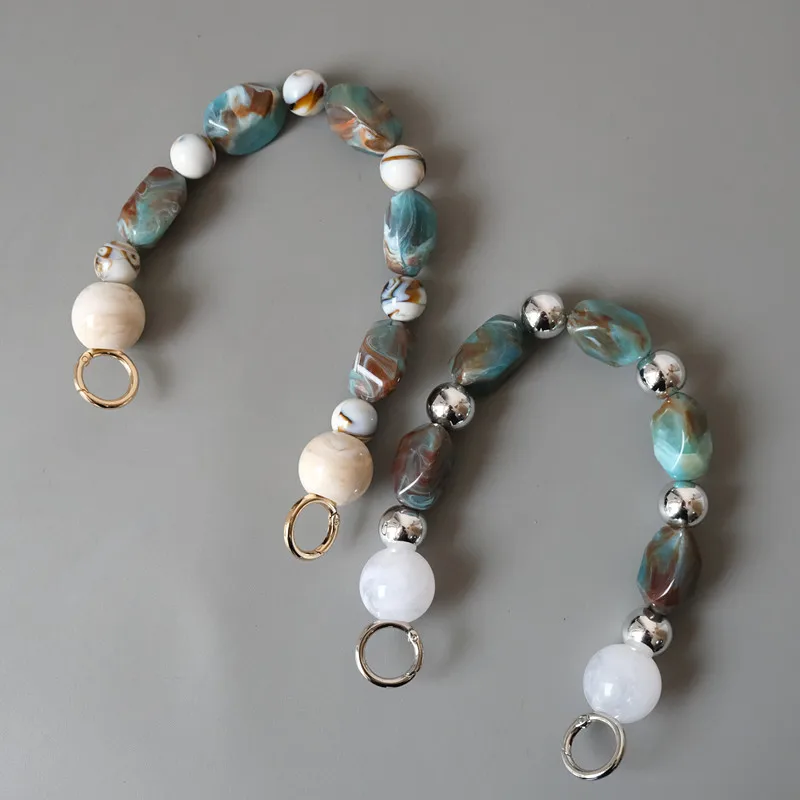 New Fashion Woman Handbag Accessory Parts White Beige Beads Acrylic Resin Chain Luxury Strap Women Shoulder Luxury Clutch Chain