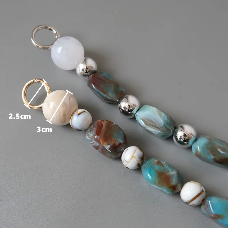 New Fashion Woman Handbag Accessory Parts White Beige Beads Acrylic Resin Chain Luxury Strap Women Shoulder Luxury Clutch Chain