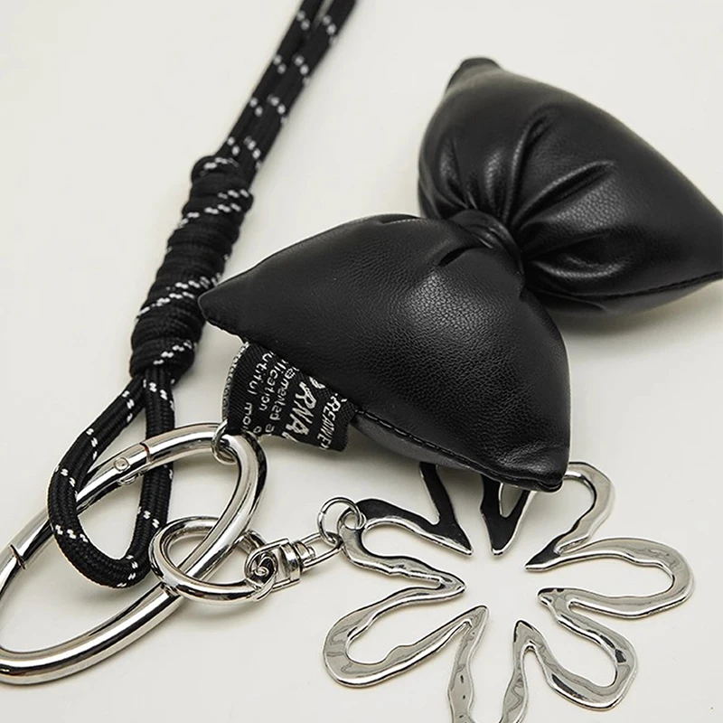 Bowknot Heart Pendant Cellphone Charm Hanging Detachable Bow Phone Lanyard Handmade Keychains for Women Bags Gift