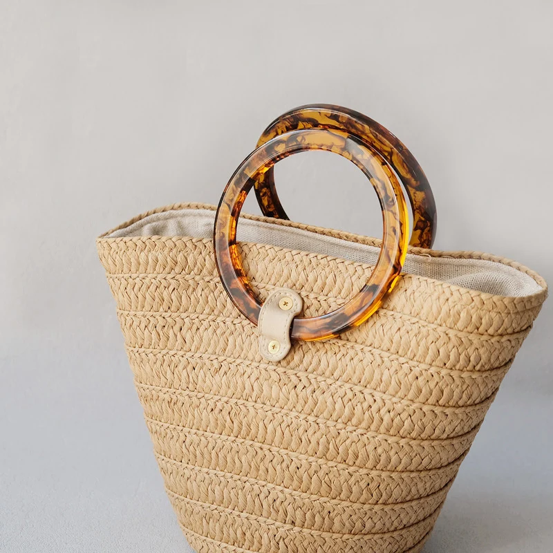 New Woman Bag Accessory Amber Beige Acrylic Resin Bag Parts Luxury Handcrafted Wristband Women Replacement Bag Handle Circlet