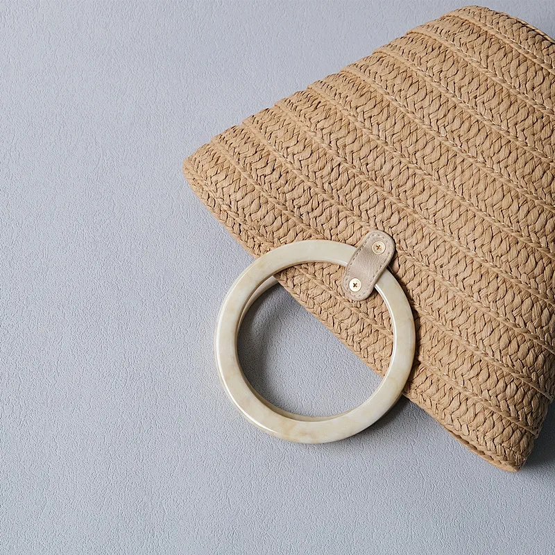 New Woman Bag Accessory Amber Beige Acrylic Resin Bag Parts Luxury Handcrafted Wristband Women Replacement Bag Handle Circlet