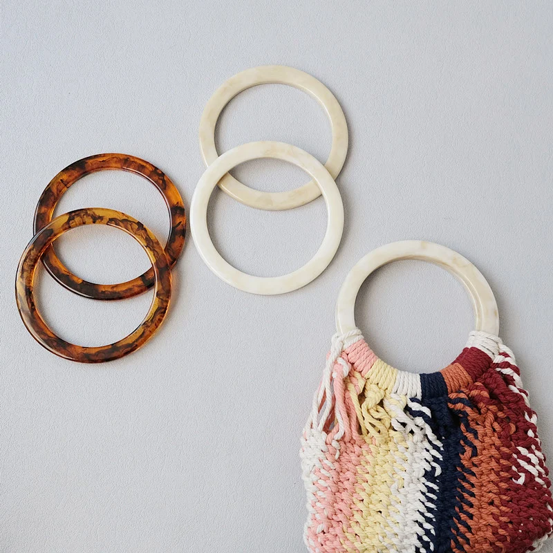 New Woman Bag Accessory Amber Beige Acrylic Resin Bag Parts Luxury Handcrafted Wristband Women Replacement Bag Handle Circlet