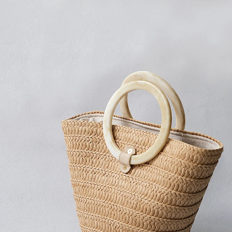 New Woman Bag Accessory Amber Beige Acrylic Resin Bag Parts Luxury Handcrafted Wristband Women Replacement Bag Handle Circlet