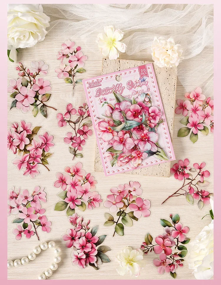 JIANWU Flowers Are in Good Place Series Vintage Landscape Material Collage Scrapbook PET Sticker Creative DIY Journal Stationery