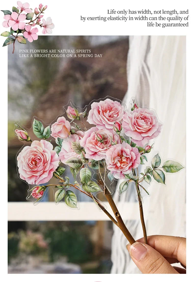 JIANWU Flowers Are in Good Place Series Vintage Landscape Material Collage Scrapbook PET Sticker Creative DIY Journal Stationery