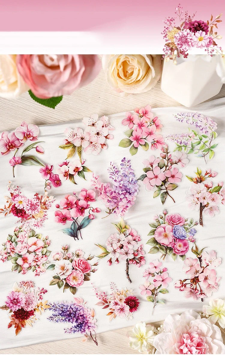 JIANWU Flowers Are in Good Place Series Vintage Landscape Material Collage Scrapbook PET Sticker Creative DIY Journal Stationery