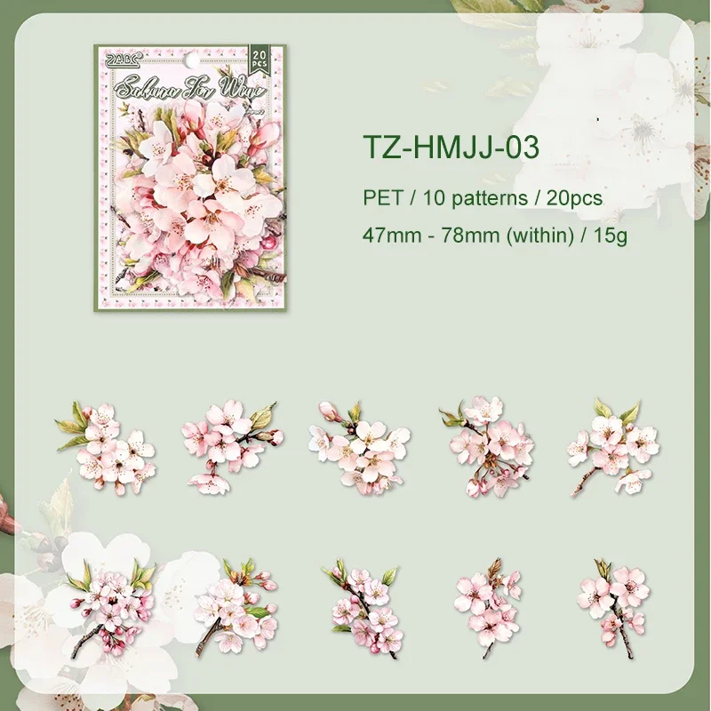 JIANWU Flowers Are in Good Place Series Vintage Landscape Material Collage Scrapbook PET Sticker Creative DIY Journal Stationery