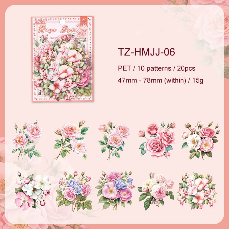 JIANWU Flowers Are in Good Place Series Vintage Landscape Material Collage Scrapbook PET Sticker Creative DIY Journal Stationery