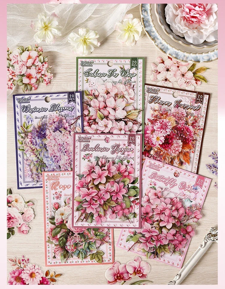 JIANWU Flowers Are in Good Place Series Vintage Landscape Material Collage Scrapbook PET Sticker Creative DIY Journal Stationery