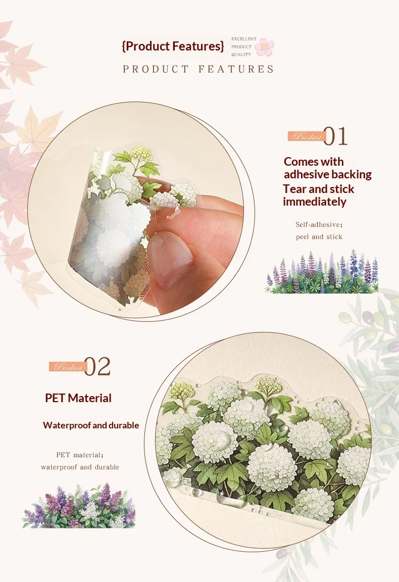 JIANWU Vintage Plant Flower Bloom Landscape Material Collage Scrapbooking PET Sticker Creative DIY Journal Stationery
