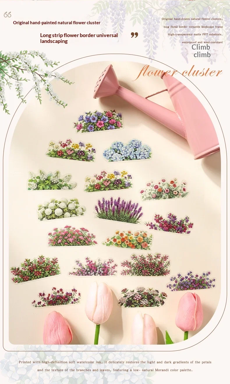 JIANWU Vintage Plant Flower Bloom Landscape Material Collage Scrapbooking PET Sticker Creative DIY Journal Stationery