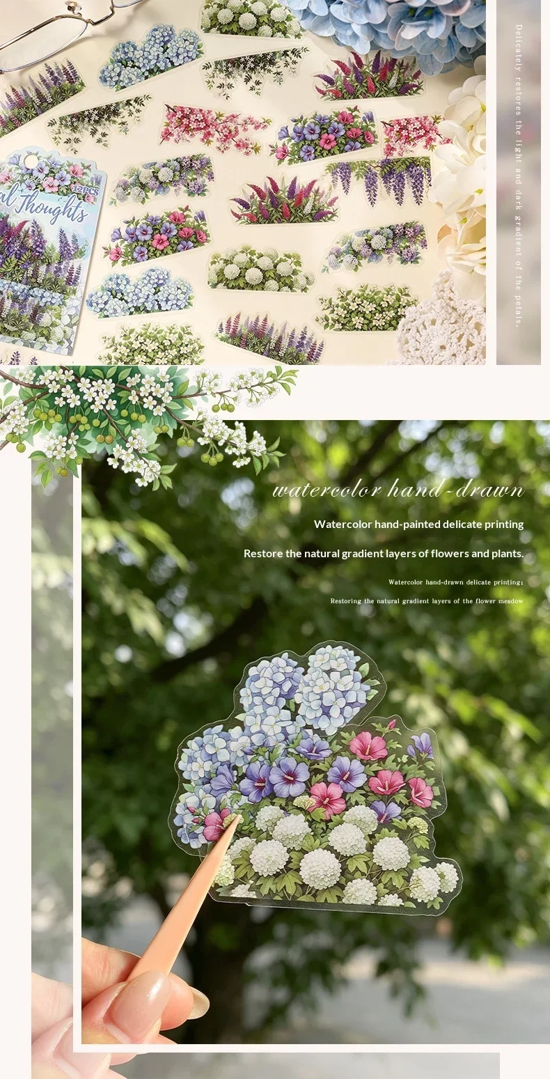 JIANWU Vintage Plant Flower Bloom Landscape Material Collage Scrapbooking PET Sticker Creative DIY Journal Stationery