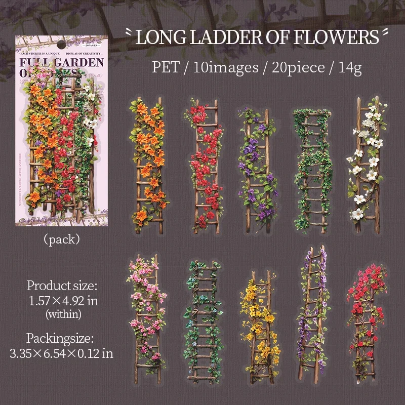 JIANWU Bookish Fragrance Fills Garden Series Vintage Flower Landscape Material Collage PET Sticker Creative Journal Stationery