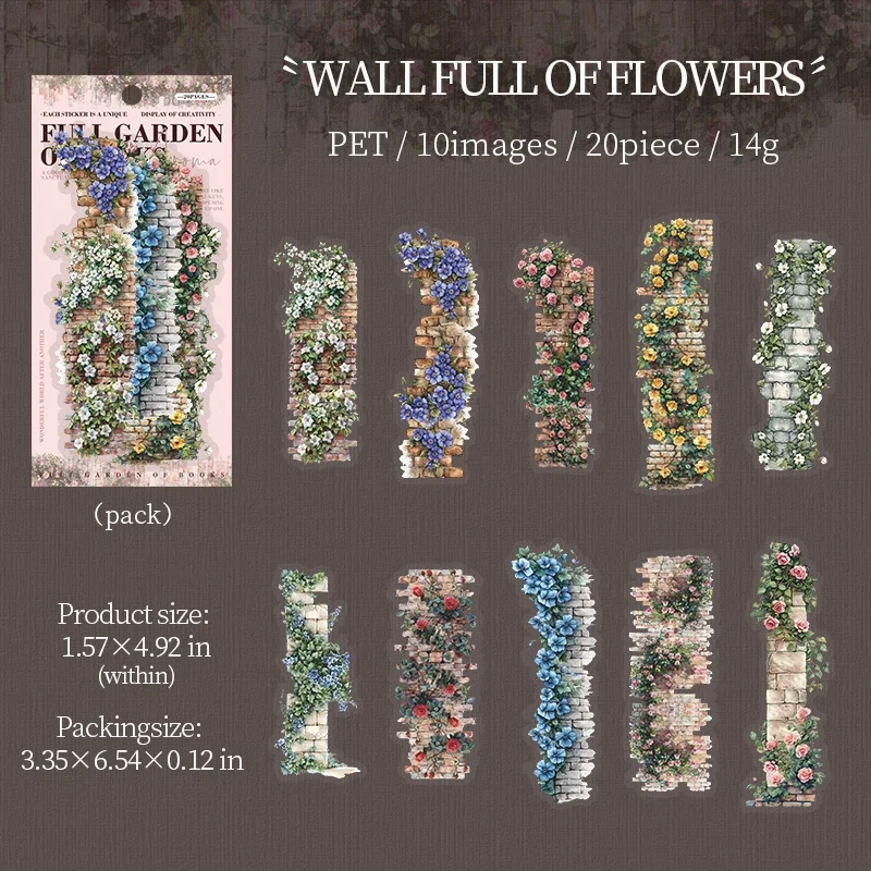 JIANWU Bookish Fragrance Fills Garden Series Vintage Flower Landscape Material Collage PET Sticker Creative Journal Stationery