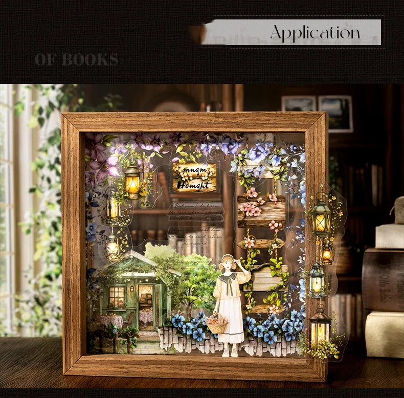 JIANWU Bookish Fragrance Fills Garden Series Vintage Flower Landscape Material Collage PET Sticker Creative Journal Stationery
