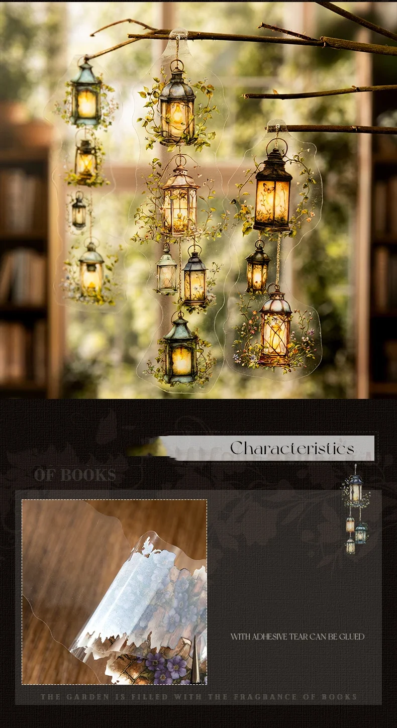 JIANWU Bookish Fragrance Fills Garden Series Vintage Flower Landscape Material Collage PET Sticker Creative Journal Stationery