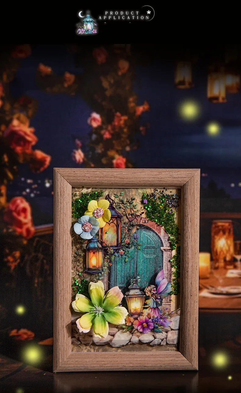 JIANWU Firefly Lamp Series Vintage Flower Light Landscape Material Collage PET Sticker Creative DIY Journal Scrapbook Stationery