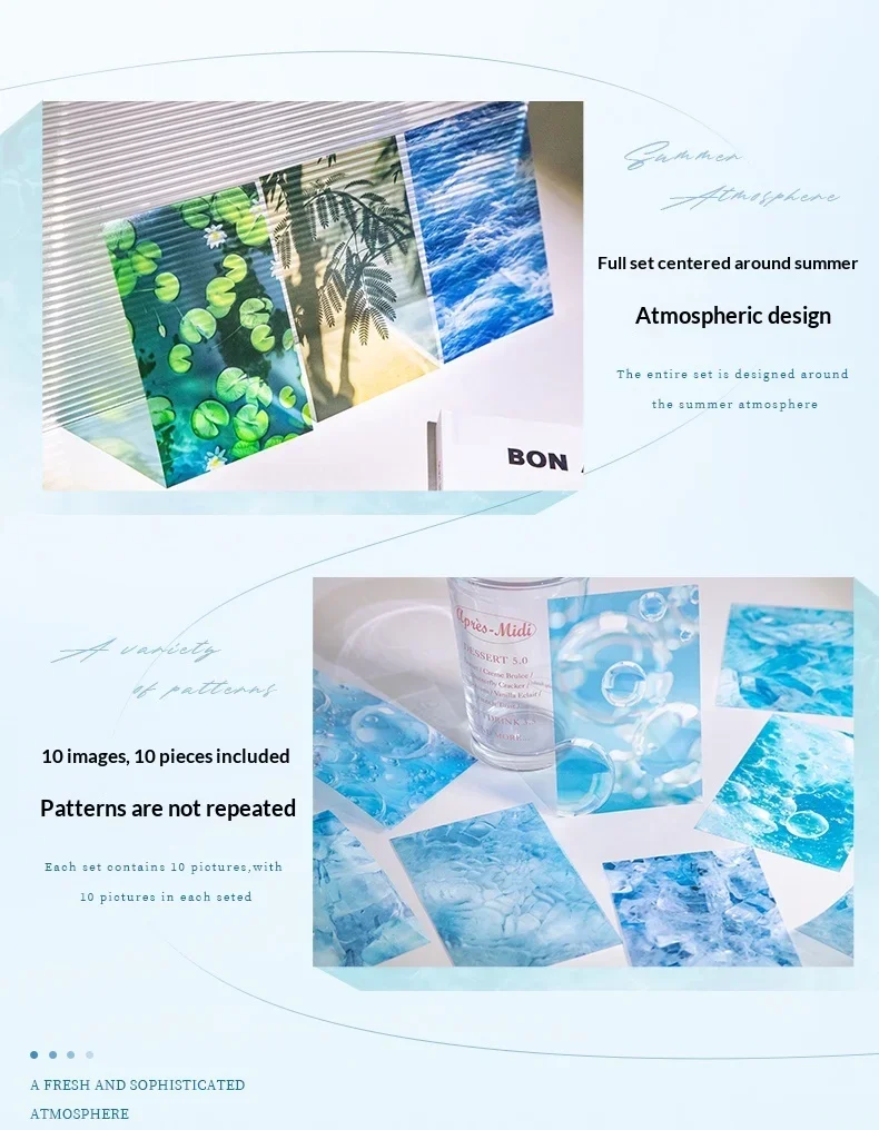 JIANWU Summer Vibe Series Vintage Rain Sea Flower Shadow Landscape Material Collage PET Sticker Creative DIY Journal Stationery