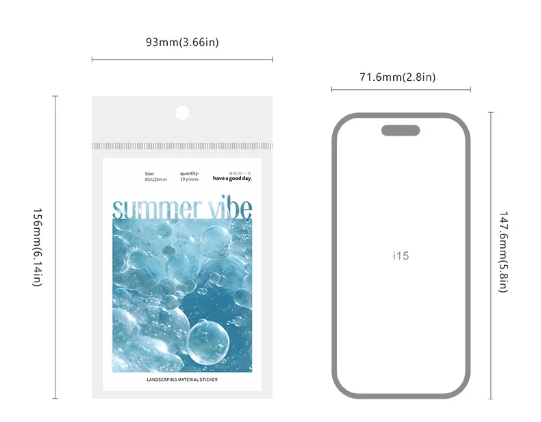 JIANWU Summer Vibe Series Vintage Rain Sea Flower Shadow Landscape Material Collage PET Sticker Creative DIY Journal Stationery