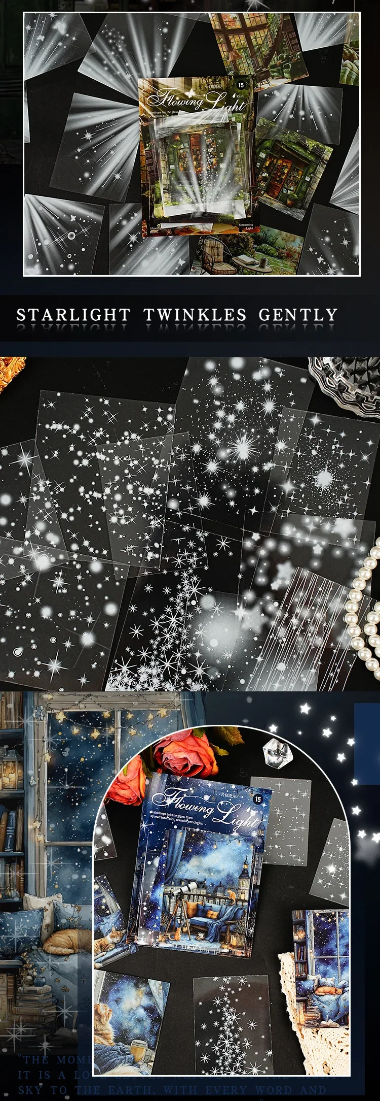 JIANWU Moment of Light Series Vintage Rain Snow Street Landscape Material Collage PET Sticker Creative DIY Journal Stationery
