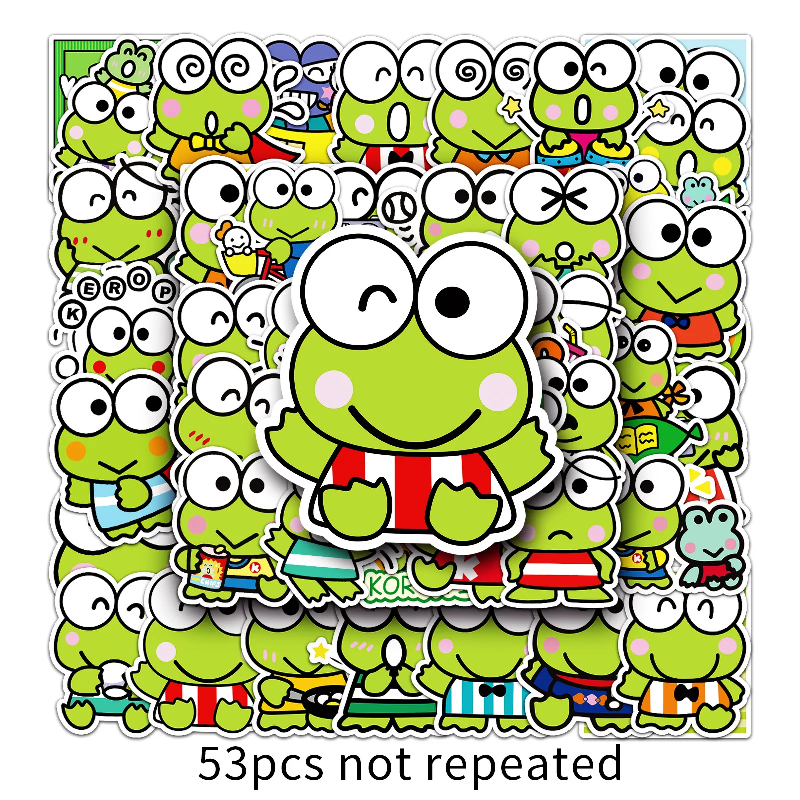 50PCS Cute Sanrio Keroppi Stickers Funny Frog Cartoon Kawaii DIY Toy Gift Waterproof Graffiti Decal for Laptop Phone Stickers