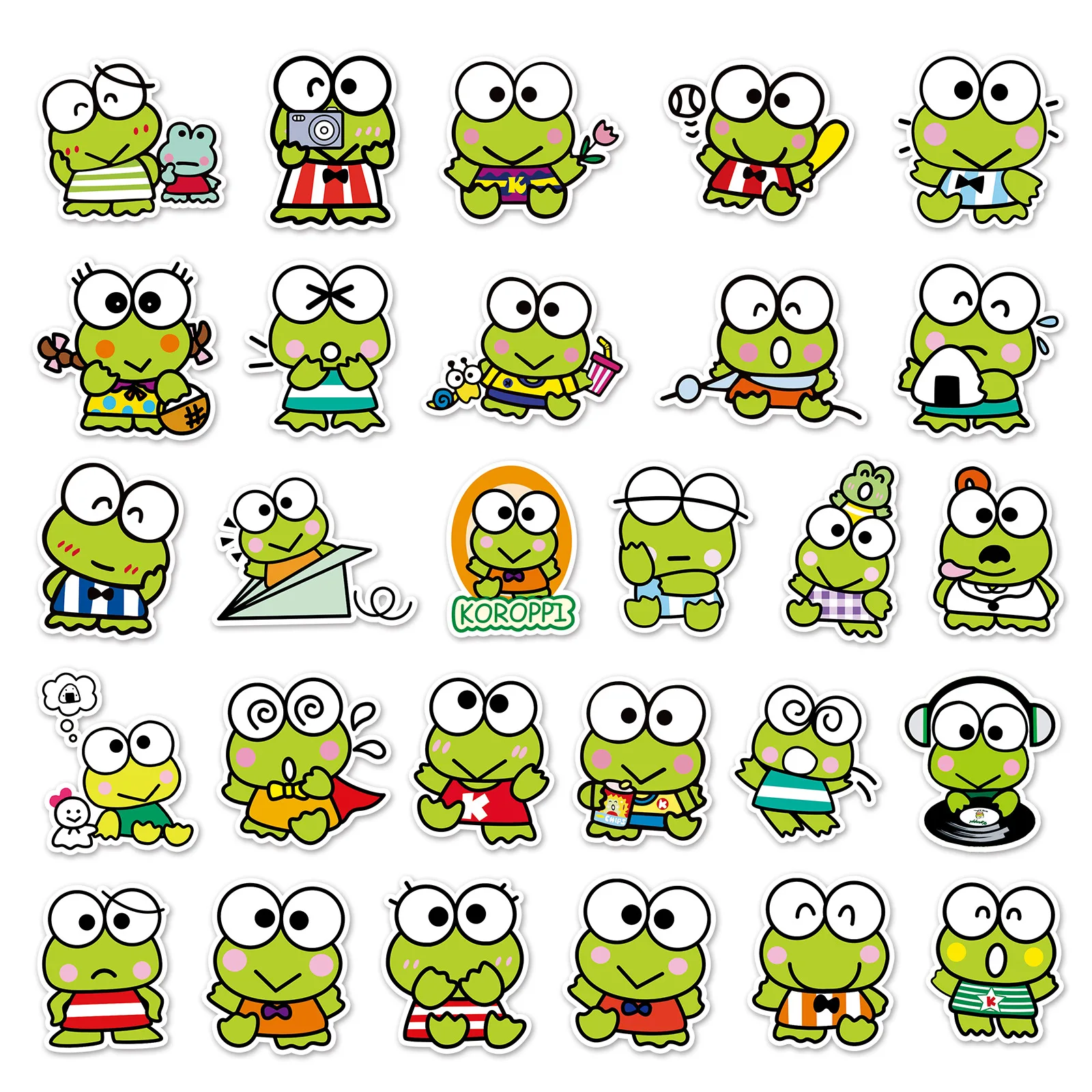 50PCS Cute Sanrio Keroppi Stickers Funny Frog Cartoon Kawaii DIY Toy Gift Waterproof Graffiti Decal for Laptop Phone Stickers