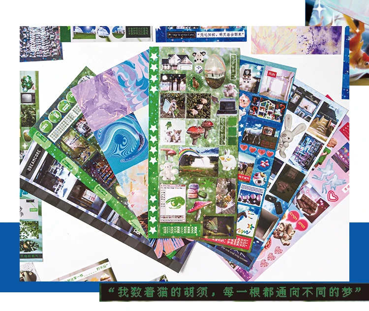 Retro Cute Y2K Food Cut Film Sticker Book 30/60 Pages DIY Journal Scrapbook Phone Case Decoration Japanese Stationery Stickers