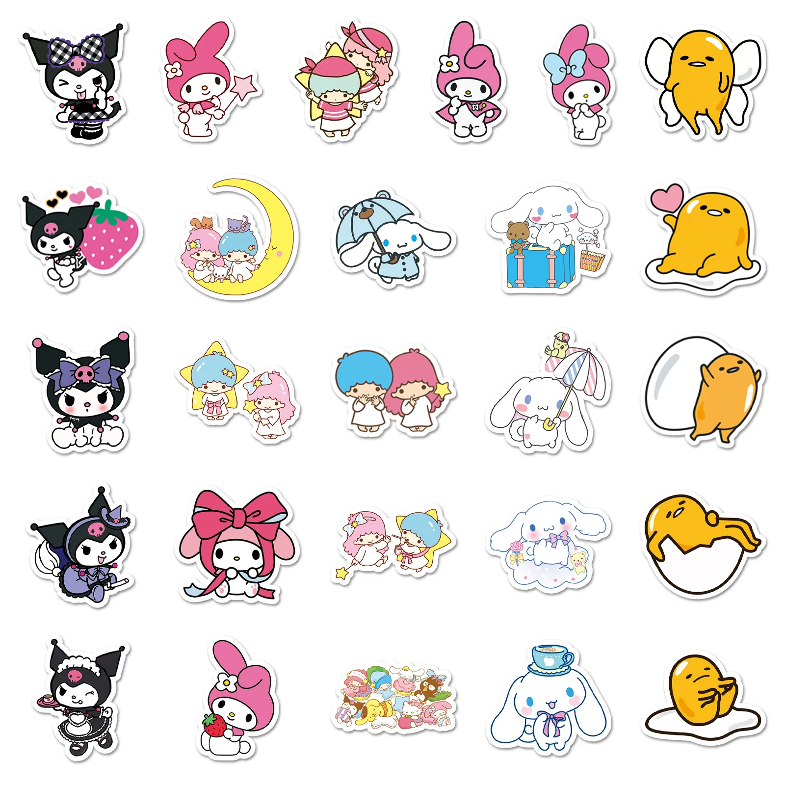 (50 Pieces) Cute Cartoon Sanrio Mix Graffiti Stickers Kawaii Pochacco Melody Kuromi Decals Luggage Phone Anime Sticker