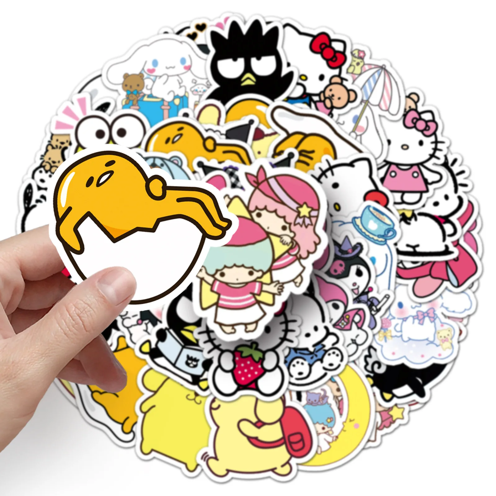 (50 Pieces) Cute Cartoon Sanrio Mix Graffiti Stickers Kawaii Pochacco Melody Kuromi Decals Luggage Phone Anime Sticker