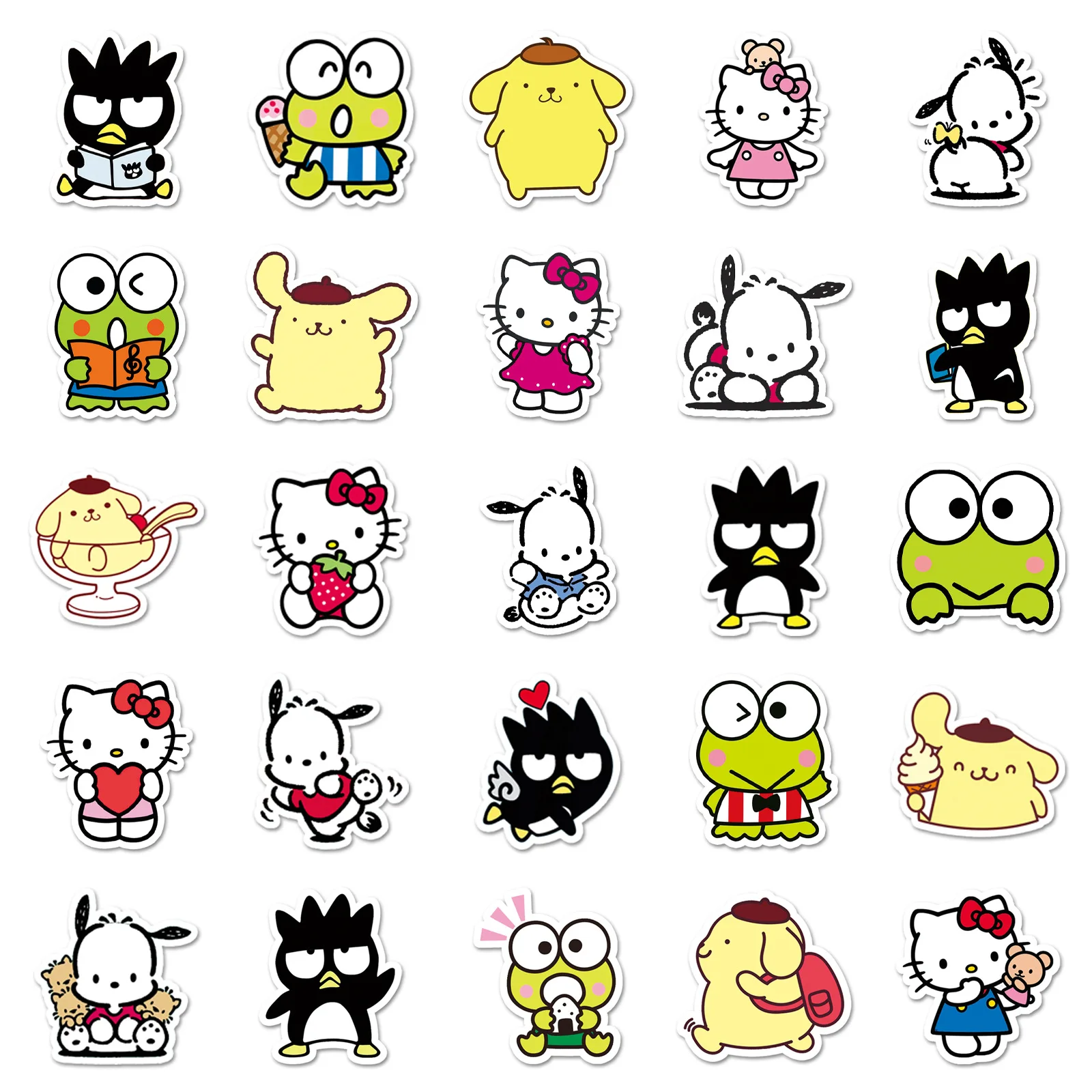(50 Pieces) Cute Cartoon Sanrio Mix Graffiti Stickers Kawaii Pochacco Melody Kuromi Decals Luggage Phone Anime Sticker