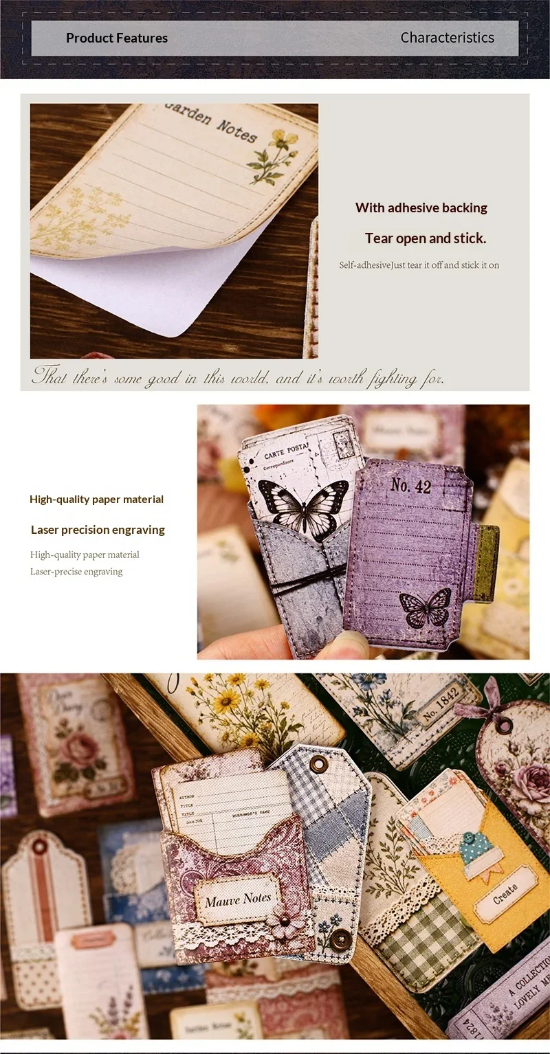 JIANWU Vintage Lace Plant Flower Label Landscape Material Collage Scrapbooking Sticker Creative DIY Journal Stationery
