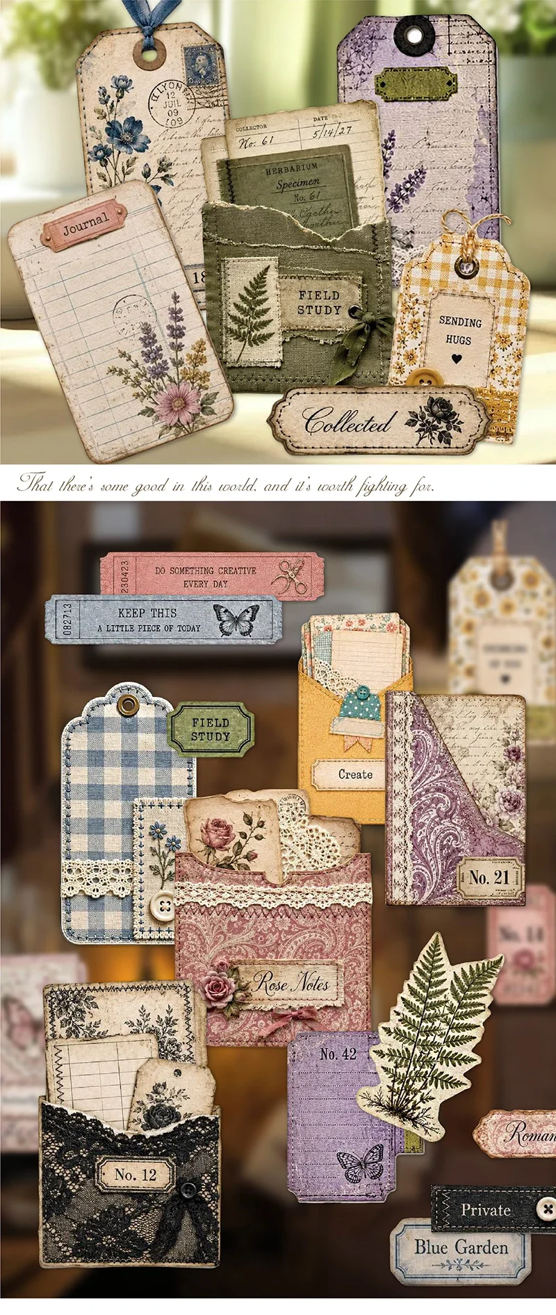 JIANWU Vintage Lace Plant Flower Label Landscape Material Collage Scrapbooking Sticker Creative DIY Journal Stationery