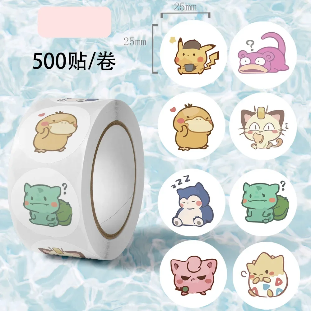 500pcs/Roll Cartoon Stickers Kawaii Anime Eevee DIY Pvc Laptop Decals Decoration Stiker Children Reward Toy Girl Gift