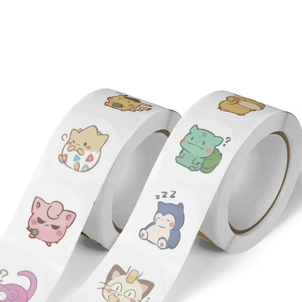 500pcs/Roll Cartoon Stickers Kawaii Anime Eevee DIY Pvc Laptop Decals Decoration Stiker Children Reward Toy Girl Gift