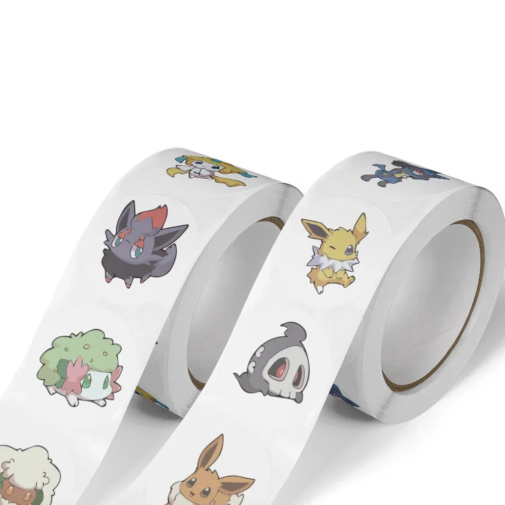 500pcs/Roll Cartoon Stickers Kawaii Anime Eevee DIY Pvc Laptop Decals Decoration Stiker Children Reward Toy Girl Gift