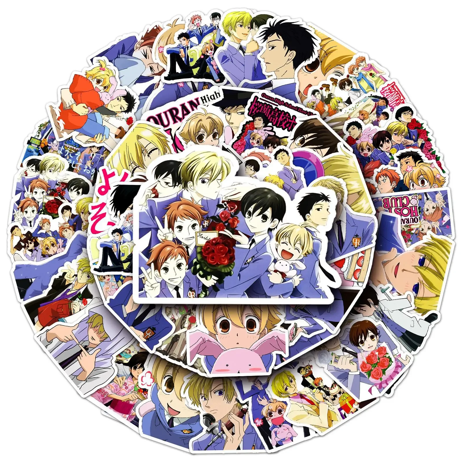 50PCS Ouran High School Host Club Stickers Campus Love Animation Decals Cartoon Toy Fridge Luggage Guitar