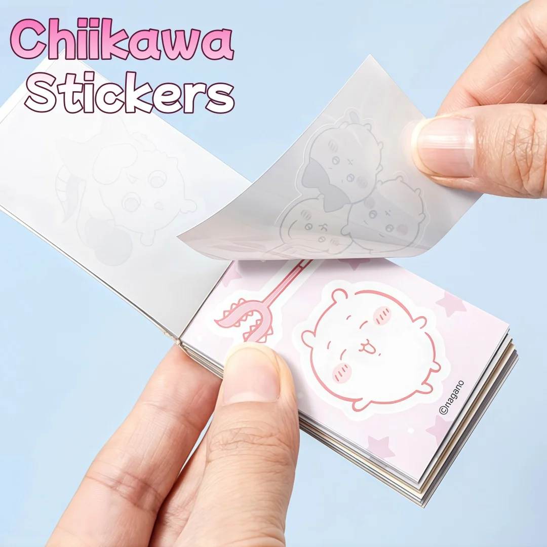 50 Sheets/Book Chiikawa Sticker Book Cute Cartoon Non-Repeating Stickers DIY Decorative Stickers Portable Sticker Book for Students