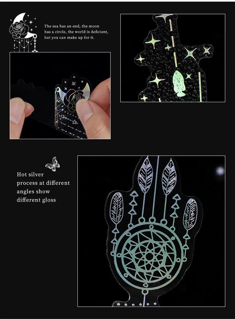 JIANWU Moonlight Tadal Night Series Vintage Star Flower Chain Landscape Material Collage PET Sticker Creative Journal Stationery