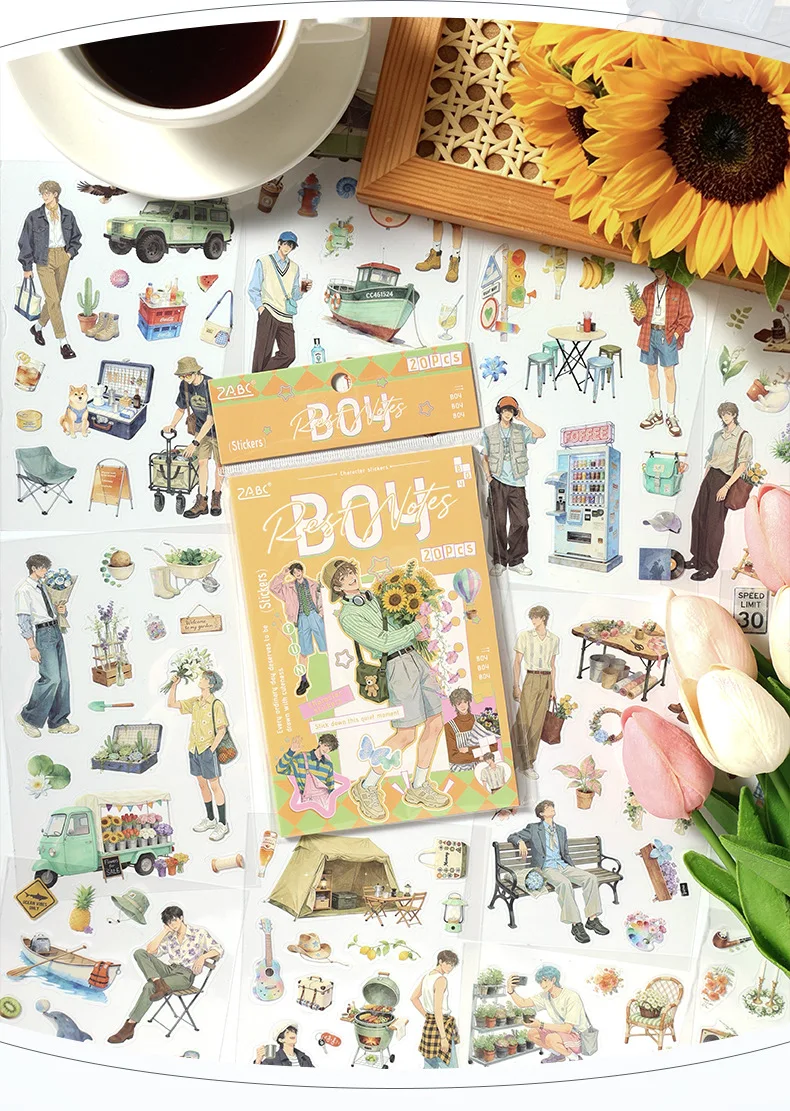 20pcs/1lot kawaii Stationery Sticker Youth Daily junk journal Decorative Scrapbooking DIY Craft Sticker