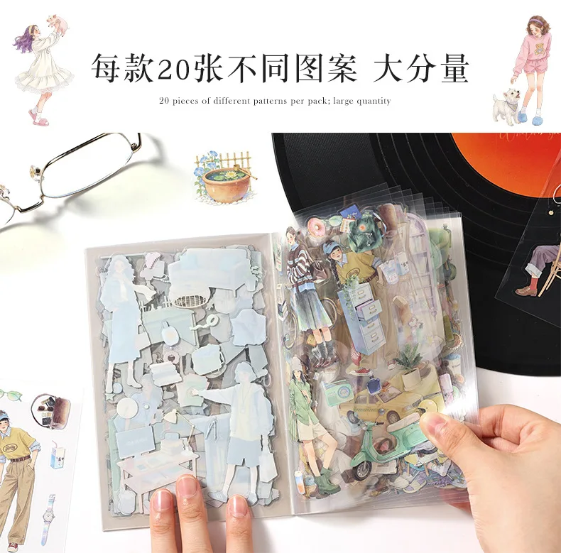20pcs/1lot kawaii Stationery Sticker Youth Daily junk journal Decorative Scrapbooking DIY Craft Sticker