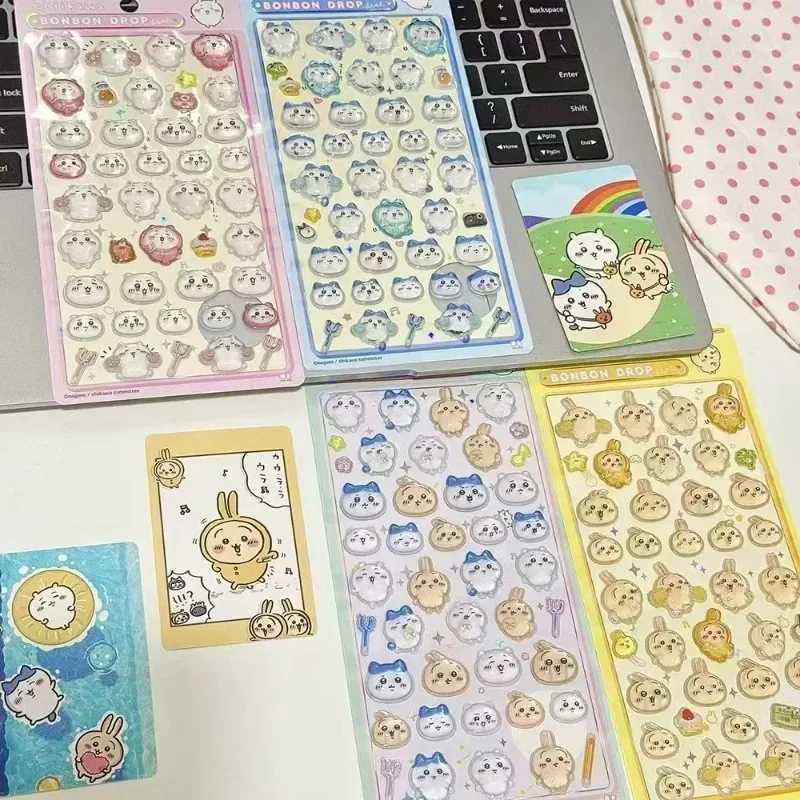 Jiyikawa 3D Cute Relief PVC Crystal Waterproof Stickers DIY Scrapbook Laptop Cute Bonbon Drop Seal Children Gift ボンボン ドロップシール