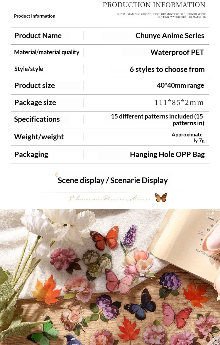 JIANWU Vintage Butterfly Flower Birds Maple Leaf Landscape Material Collage Scrapbooking PET Sticker Creative Journal Stationery