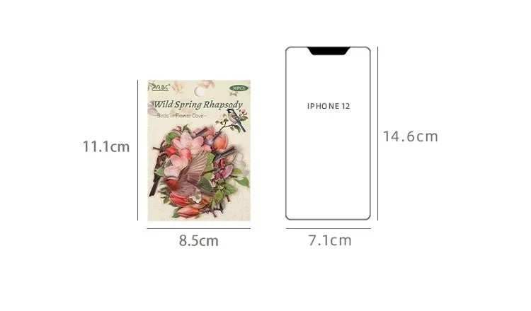 JIANWU Vintage Butterfly Flower Birds Maple Leaf Landscape Material Collage Scrapbooking PET Sticker Creative Journal Stationery