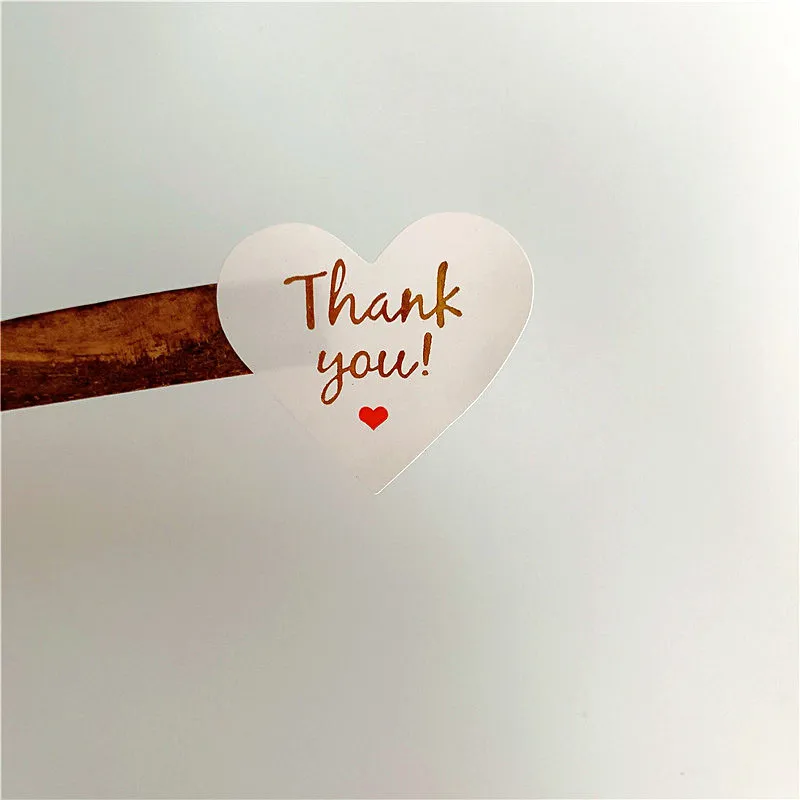 1000 Pcs/lot Cute Gilding Gold Heart Thank You Handmade Cake Packaging Sealing Label Kraft Sticker Baking DIY Gift Stickers