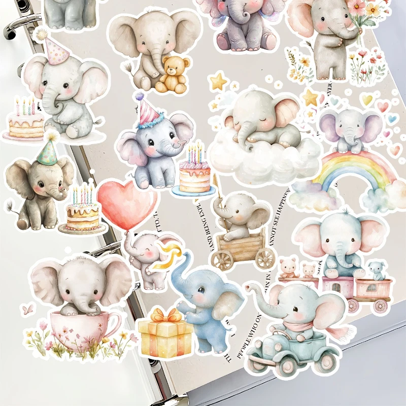 1 Set Watercolor Cute Kawaii Kindergarten Elephant Stickers DIY Diary Decoration Album Style Stationery Journal Supplies