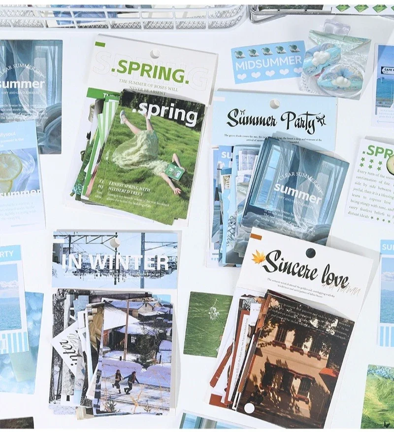 JIANWU Vintage Season Scene Landscape Material Collage Scrapbooking Sticker Creative DIY Journal Stationery
