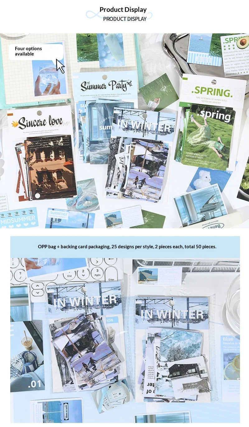JIANWU Vintage Season Scene Landscape Material Collage Scrapbooking Sticker Creative DIY Journal Stationery