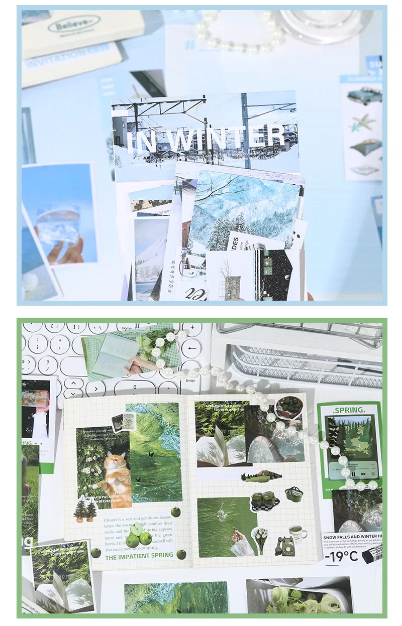 JIANWU Vintage Season Scene Landscape Material Collage Scrapbooking Sticker Creative DIY Journal Stationery