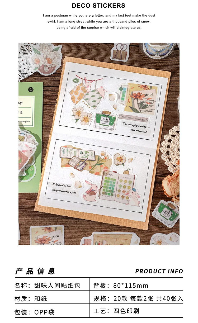 40[pcs/lot Kawaii Stationery Stickers Sweet World Series Diary Planner Decorative Mobile Stickers Scrapbooking DIY Craft